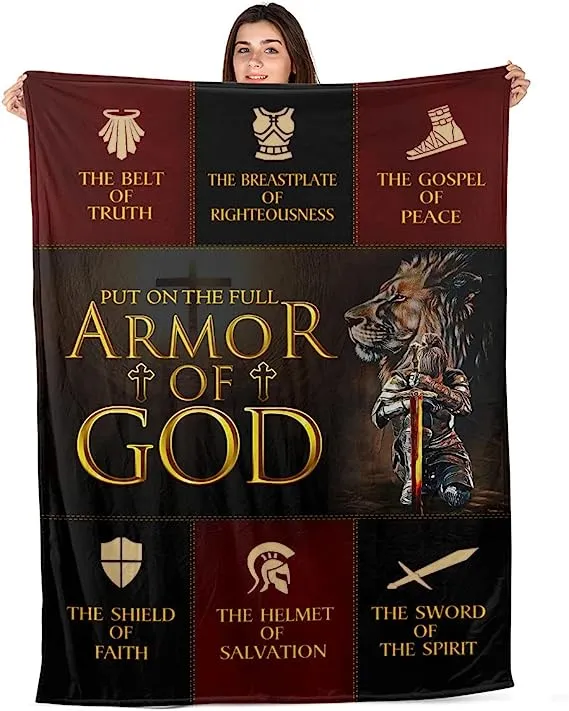 Christianart Blanket, Put On The Full Armor Of God, Christian Blanket, Bible Verse Blanket, Christmas Gift.