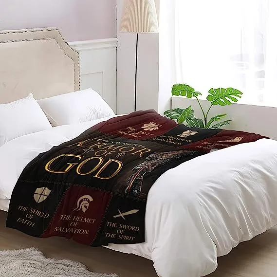 Christianart Blanket, Put On The Full Armor Of God, Christian Blanket, Bible Verse Blanket, Christmas Gift.
