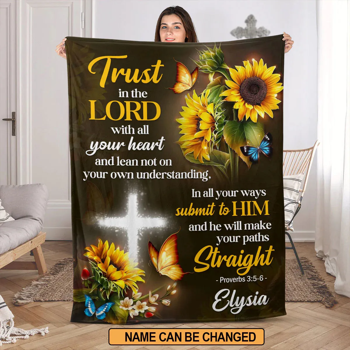 Christianart Blanket, Trust In The Lord, Christian Blanket, Bible Verse Blanket, Christmas Gift, CABBK11111223.