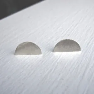 Classic, Hand-Made, Half Moon Stud Earrings - 0102