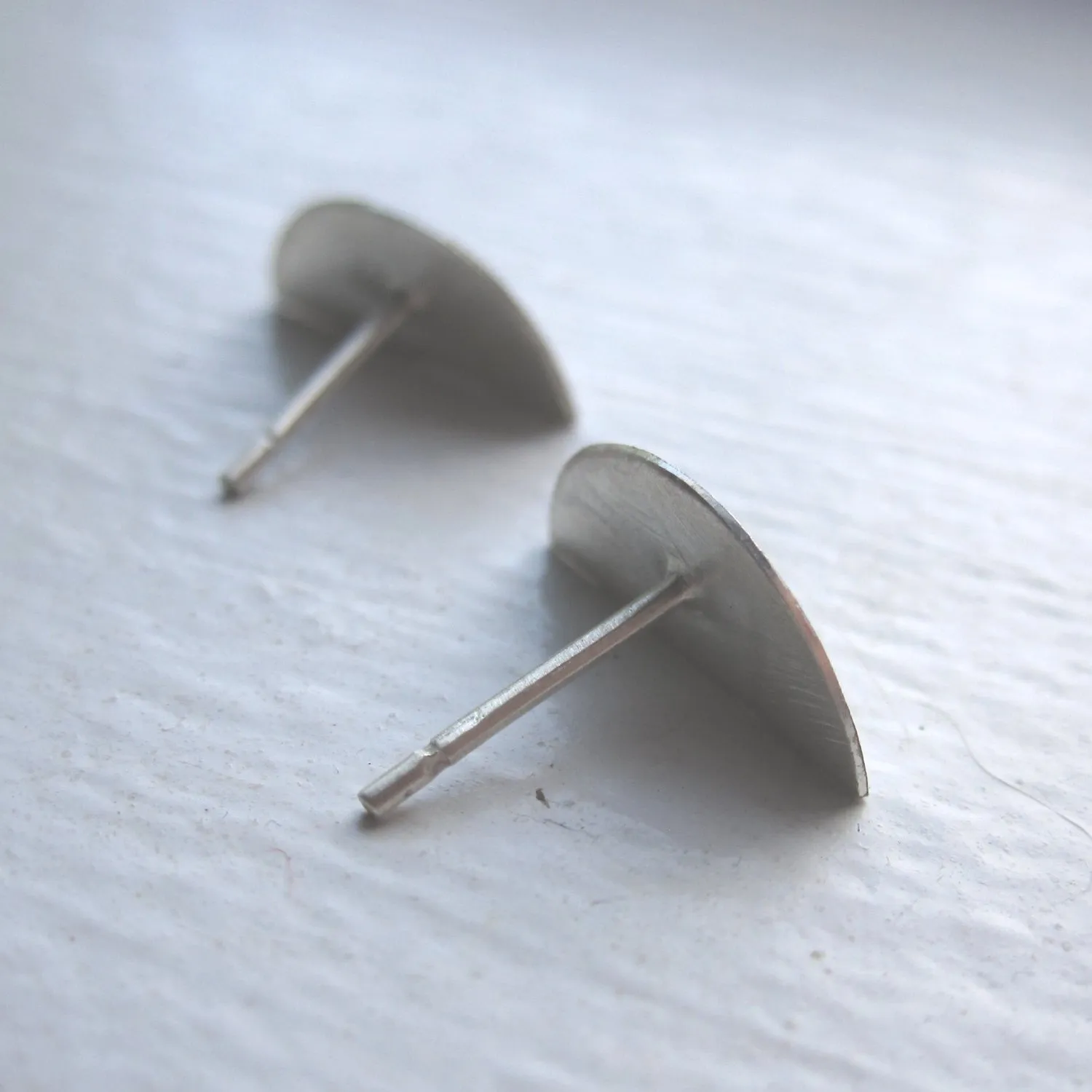 Classic, Hand-Made, Half Moon Stud Earrings - 0102