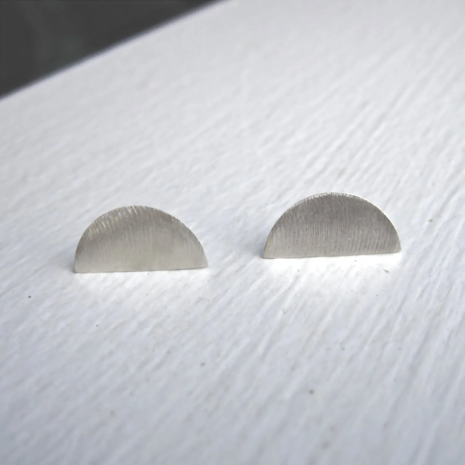 Classic, Hand-Made, Half Moon Stud Earrings - 0102