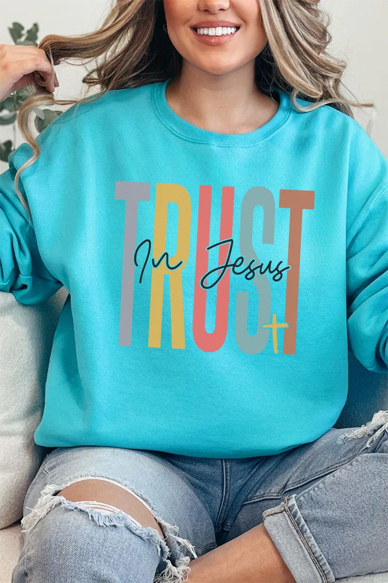 Colorblock Trust In Jesus Unisex NuBlend Crew Sweatshirt