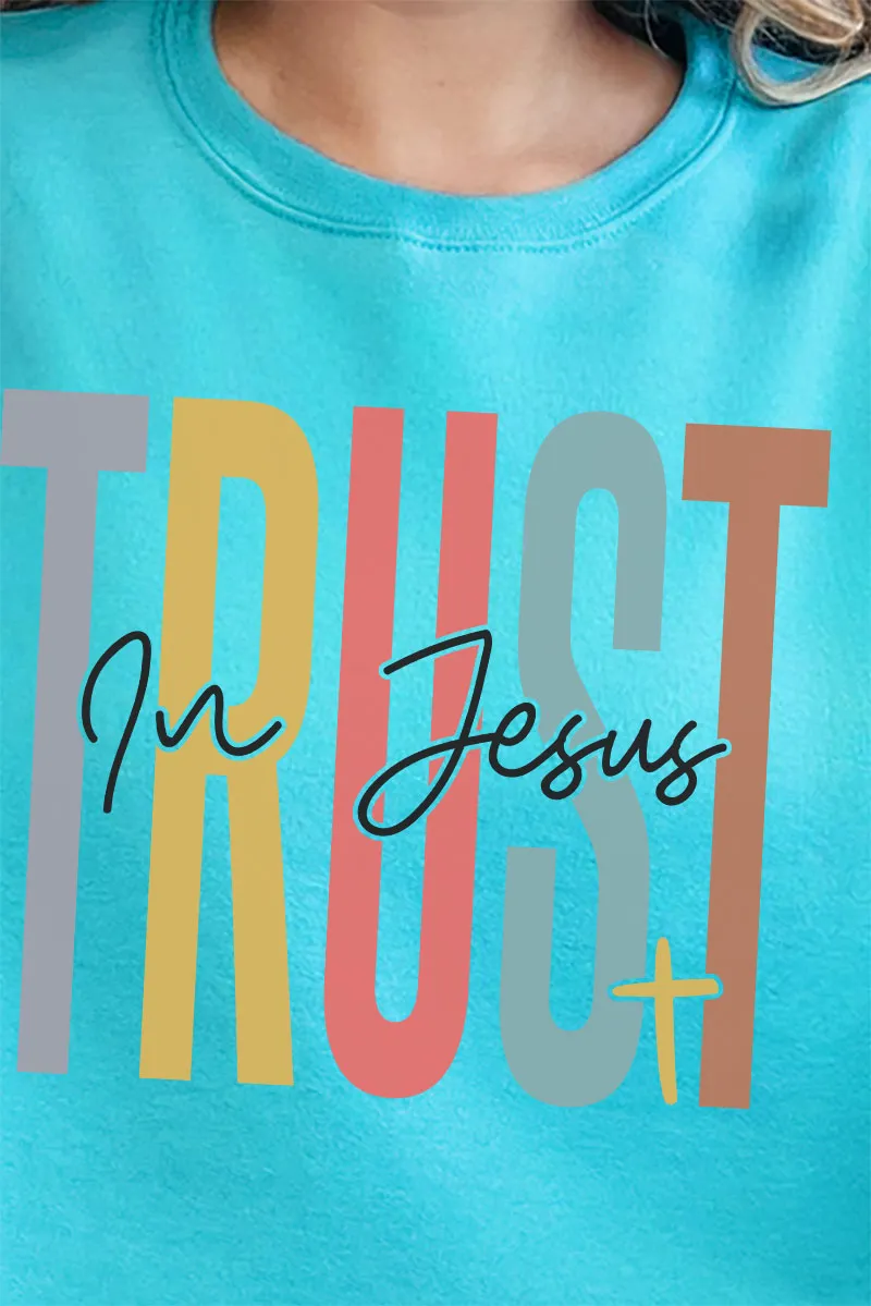 Colorblock Trust In Jesus Unisex NuBlend Crew Sweatshirt