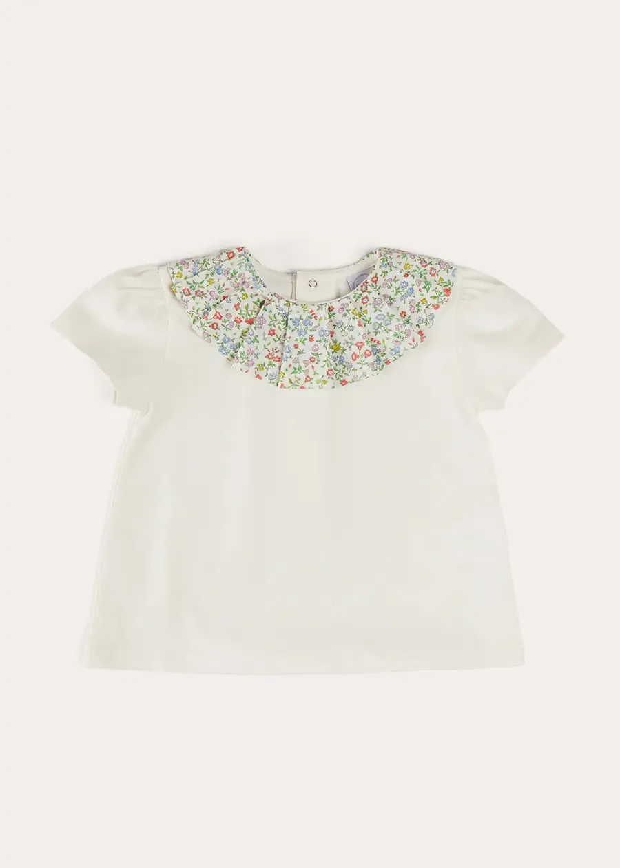 Cordelia Floral Collar Top in Pink Made with Liberty Fabric
