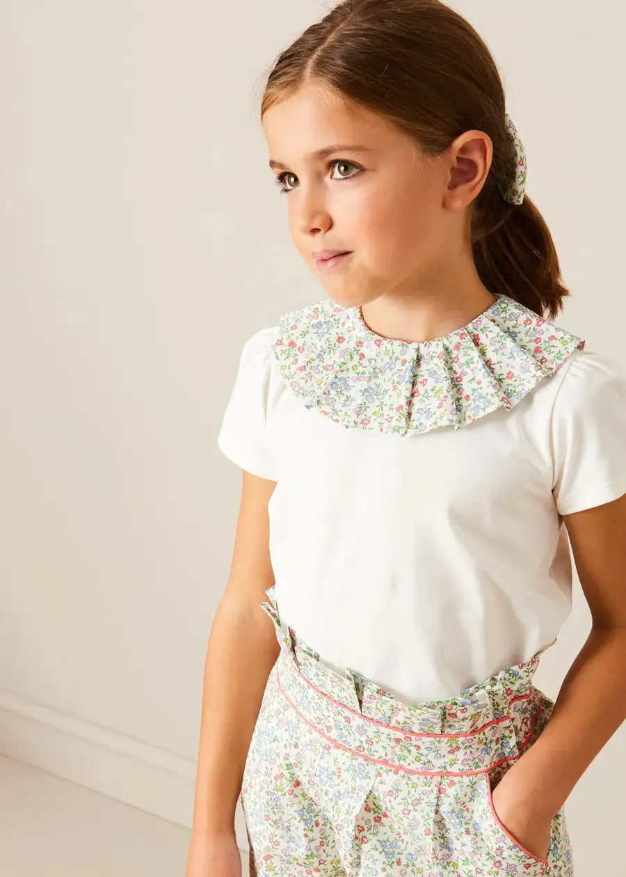 Cordelia Floral Collar Top in Pink Made with Liberty Fabric