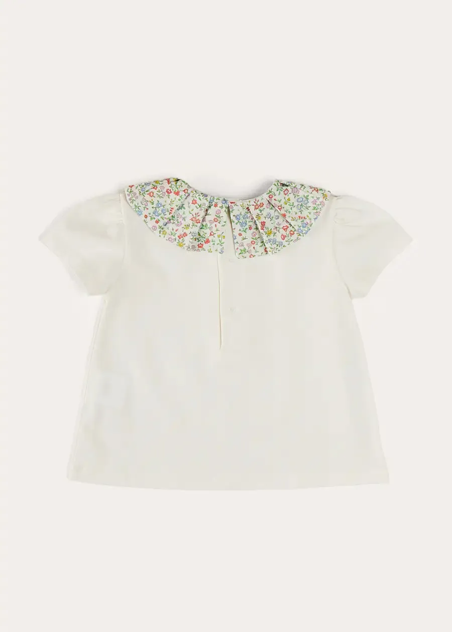 Cordelia Floral Collar Top in Pink Made with Liberty Fabric
