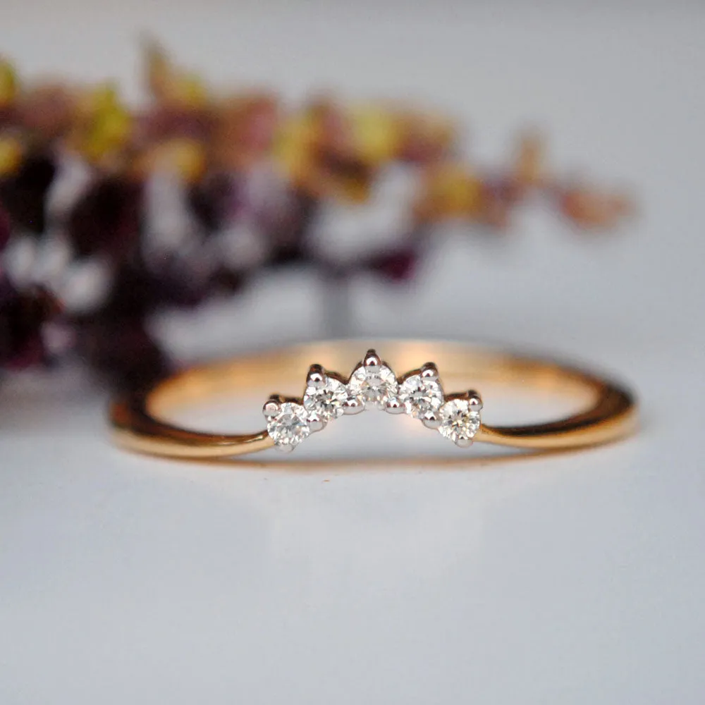 Curved Diamond Wedding and Stack Ring