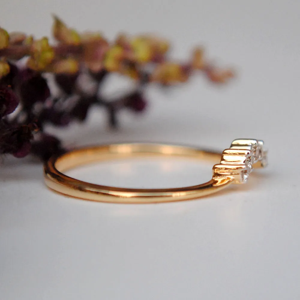 Curved Diamond Wedding and Stack Ring