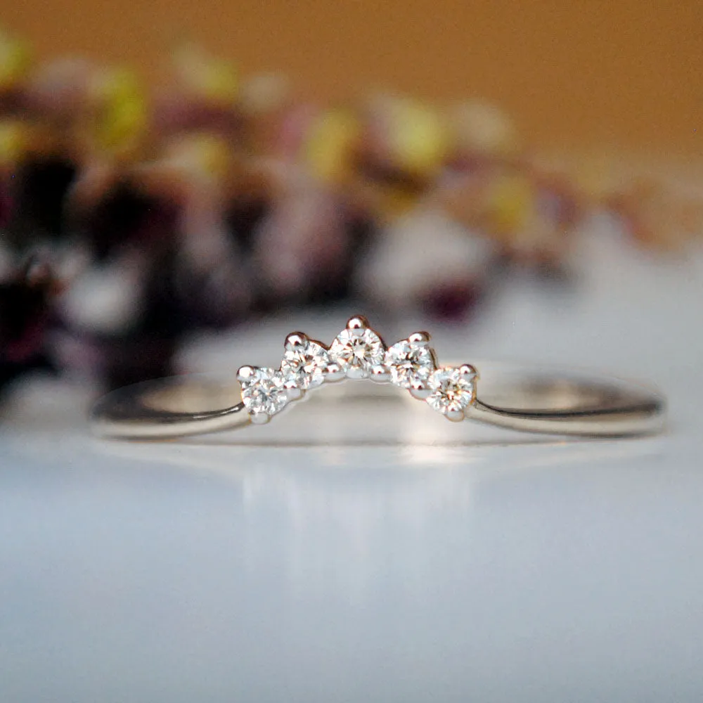 Curved Diamond Wedding and Stack Ring