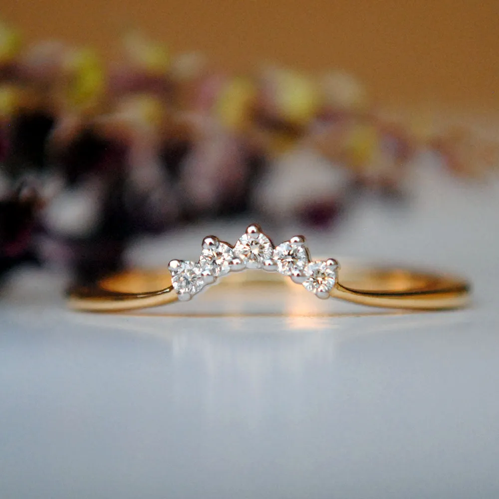 Curved Diamond Wedding and Stack Ring