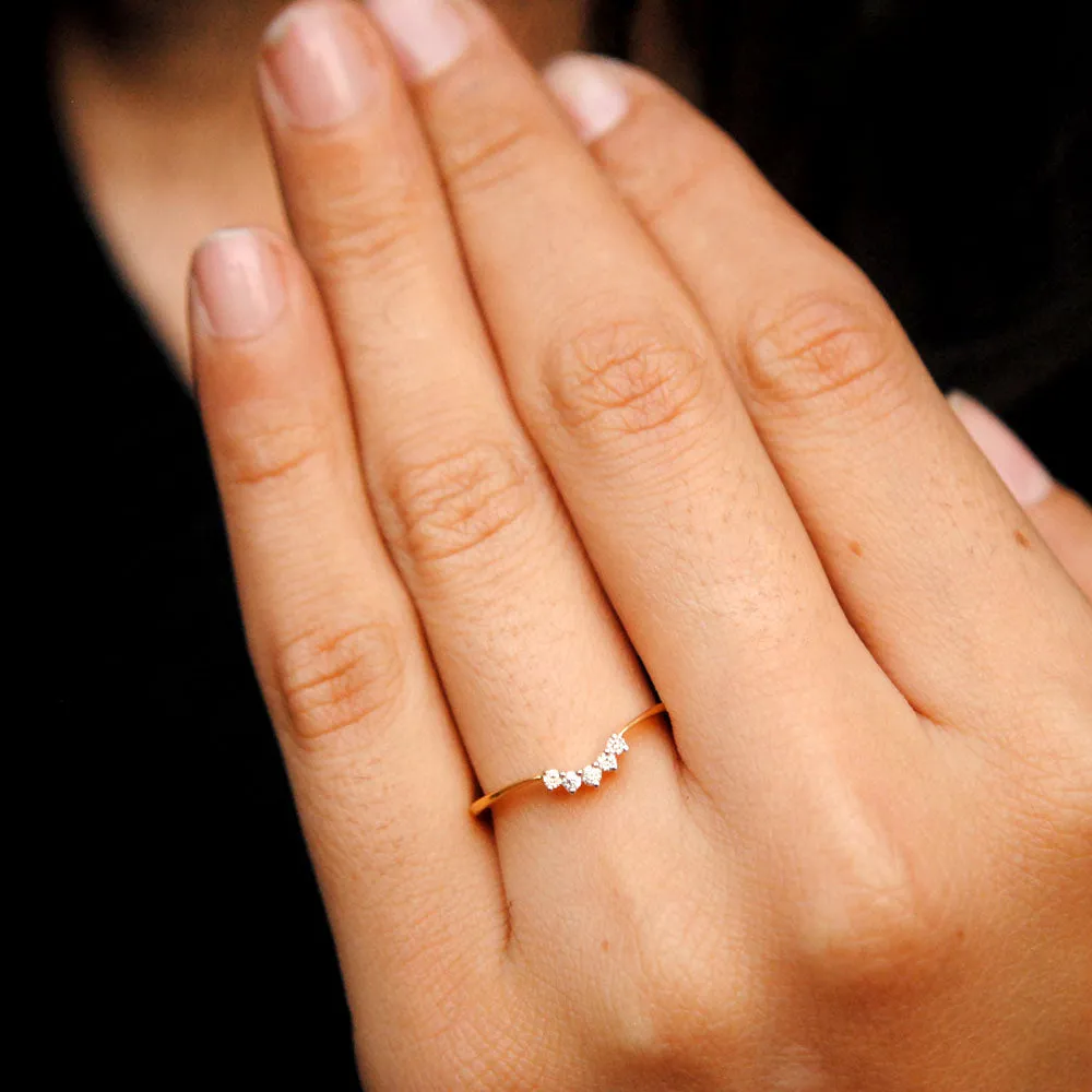 Curved Diamond Wedding and Stack Ring