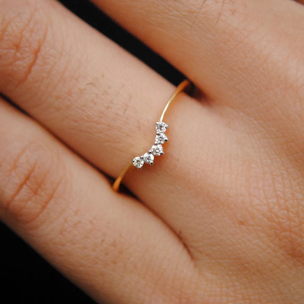 Curved Diamond Wedding and Stack Ring