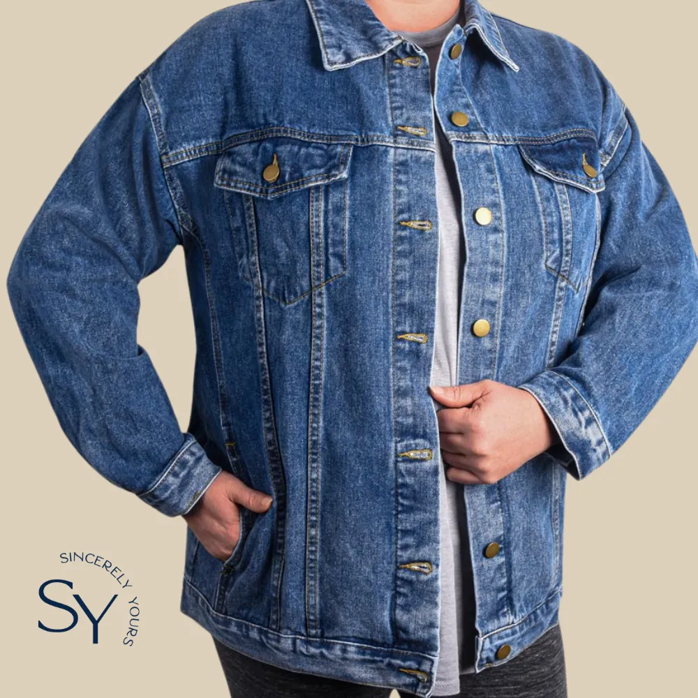 Custom Player's Number Softball Mom Denim Jacket w/Stars