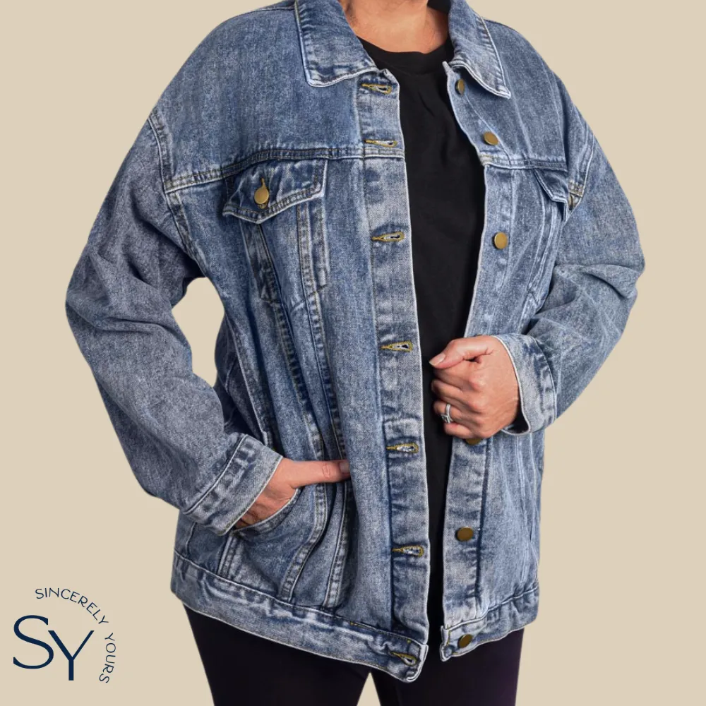 Custom Player's Number Softball Mom Denim Jacket