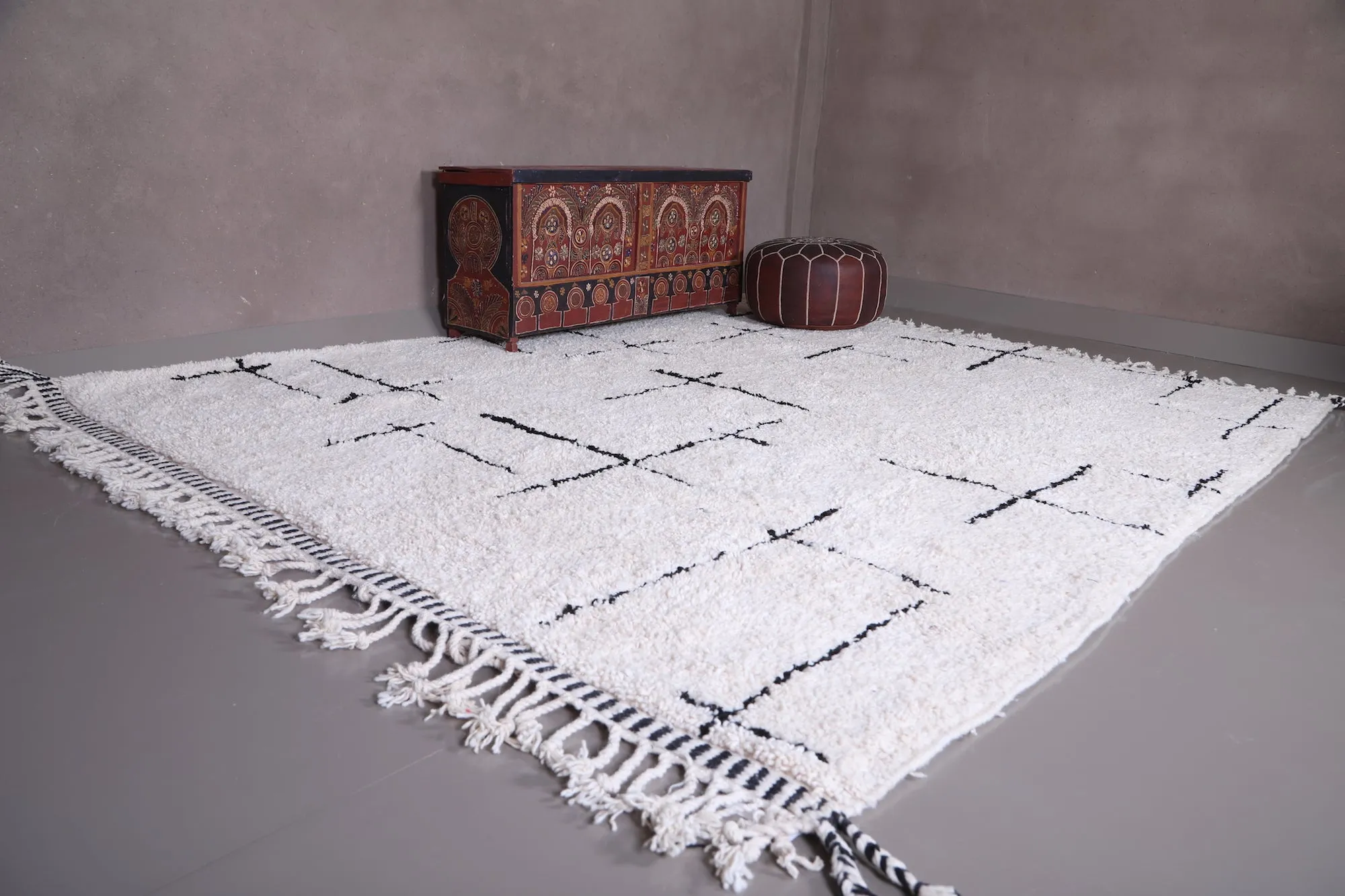 Custom striped Moroccan rug - Handmade Berber rug - Wool rug