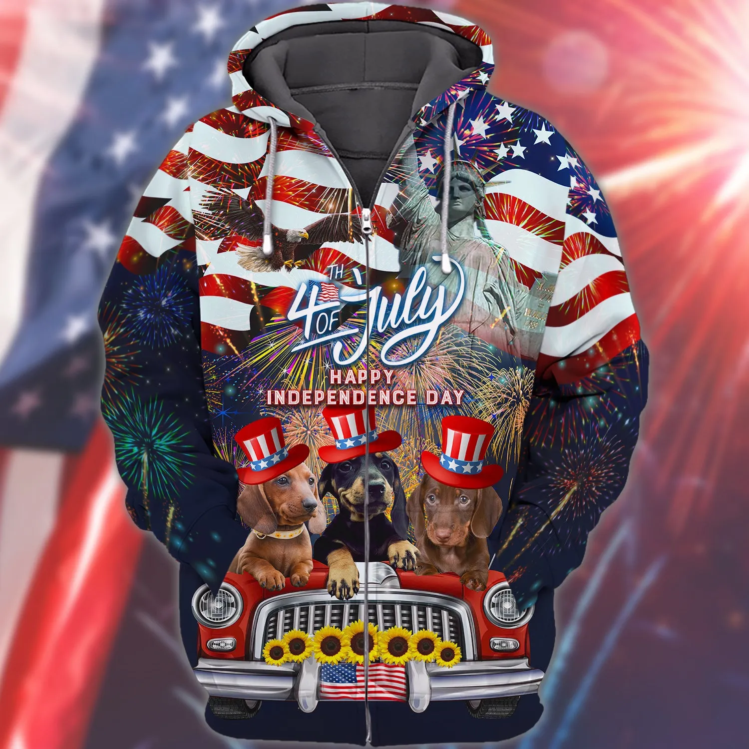 Dachshund American Hawaiian Shirt - Independence Day Is Coming - 3D Full Print