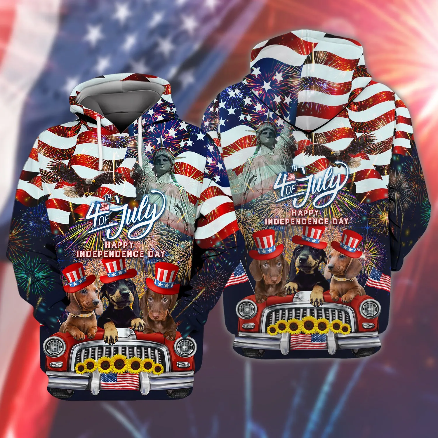 Dachshund American Hawaiian Shirt - Independence Day Is Coming - 3D Full Print