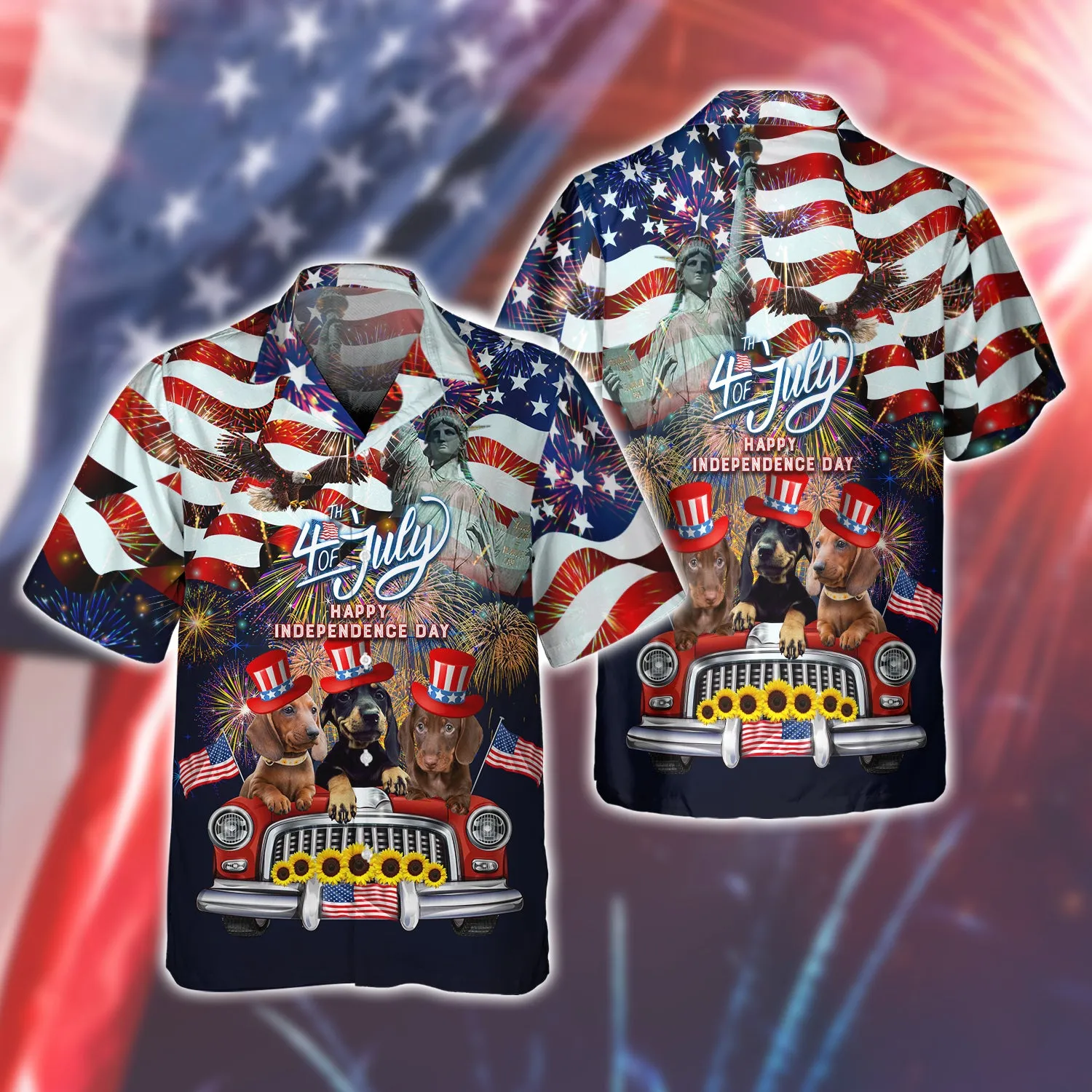 Dachshund American Hawaiian Shirt - Independence Day Is Coming - 3D Full Print