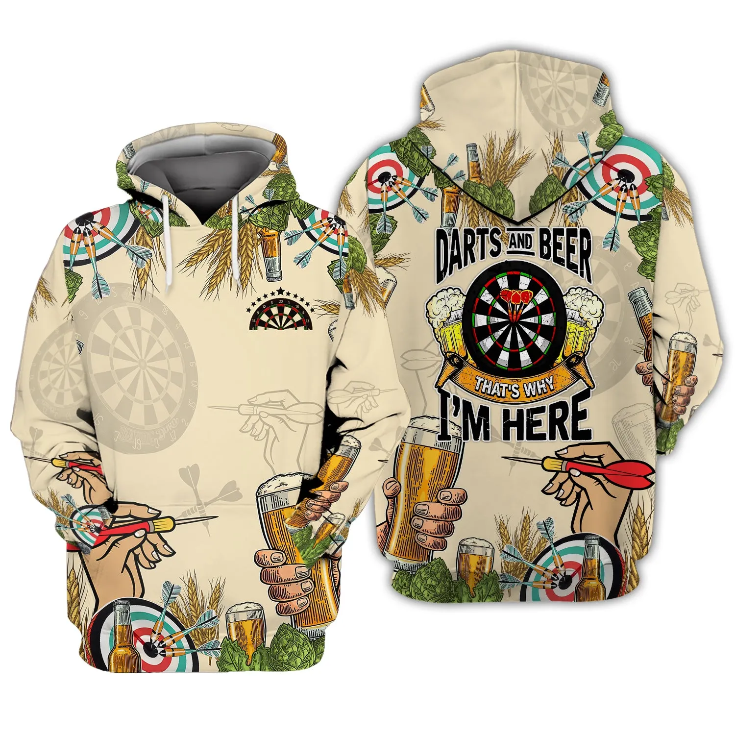 Darts And Beer, That's Why I'm Here 3D Printed Shirts