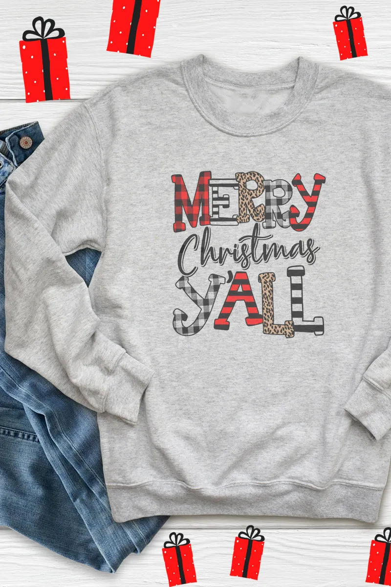 Doodle Merry Christmas Y'all Unisex NuBlend Crew Sweatshirt