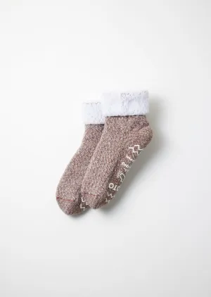 Double Face Room Socks - Brown Thermo Fleece