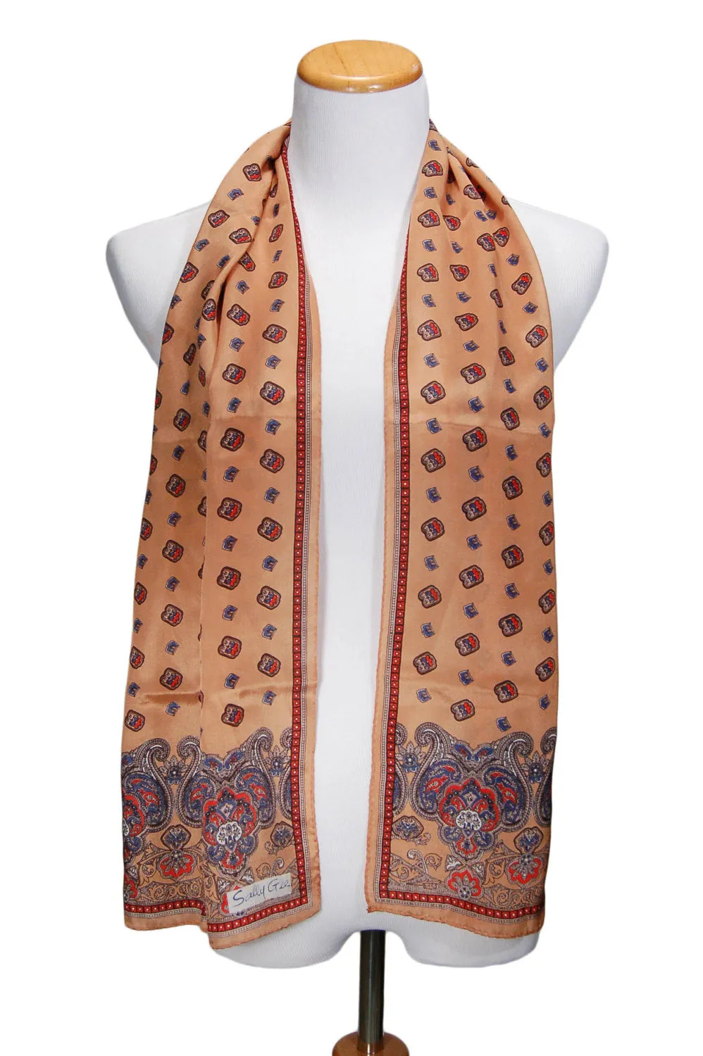 Earth Tone Paisley Silk Scarf by Sally Gee