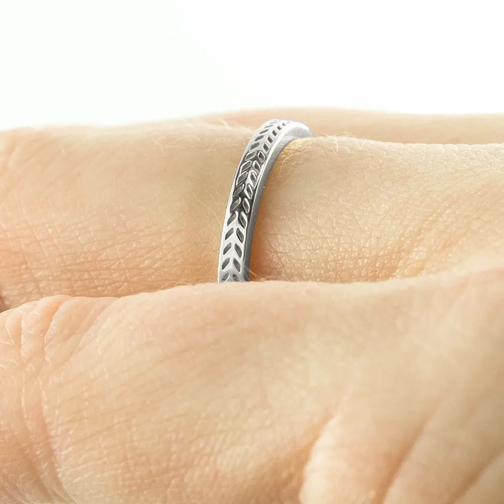 Eco Friendly Chevron Wedding Band, Platinum