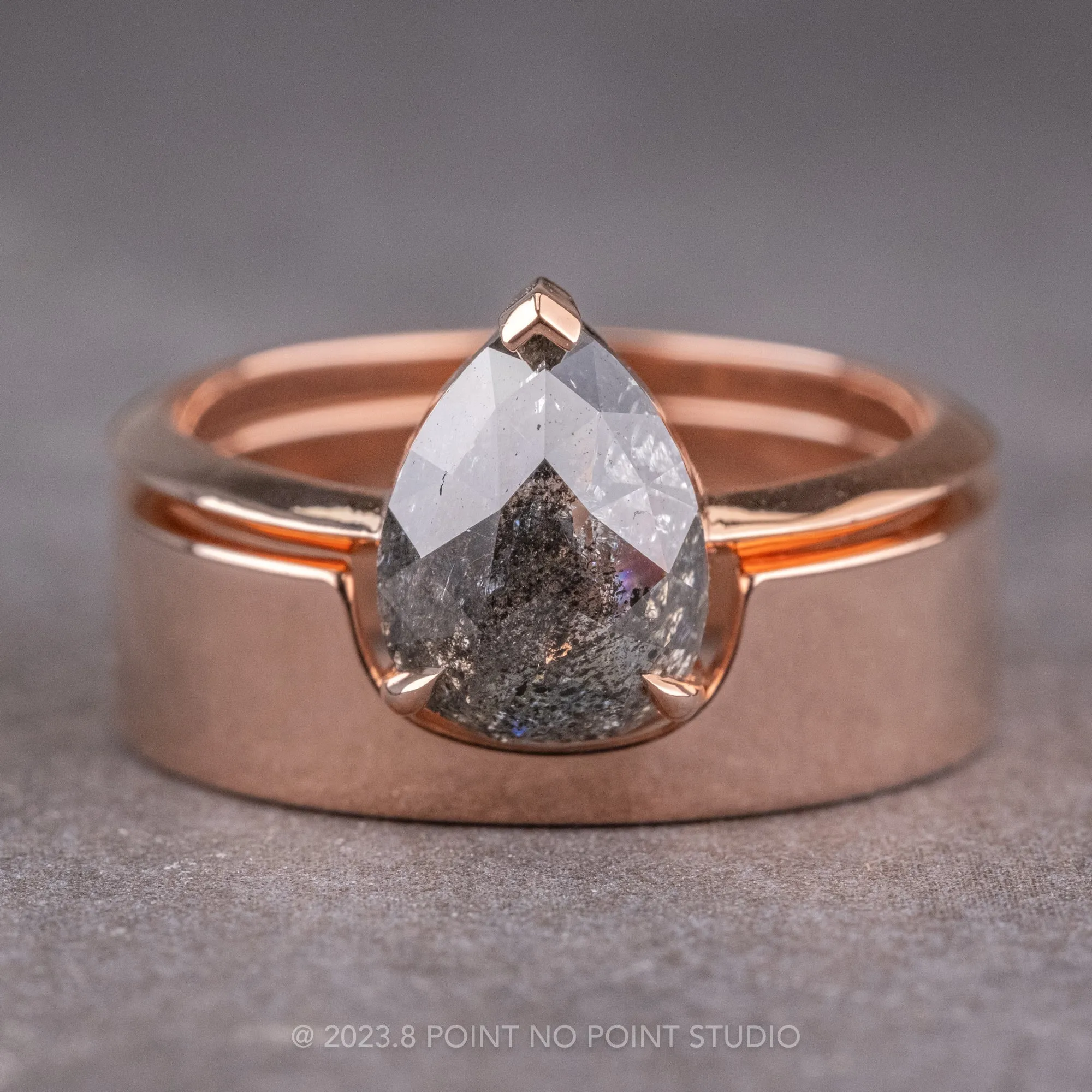 Ellipse Setting, 6mm 14k Rose Gold Wedding Band, Polished Finish