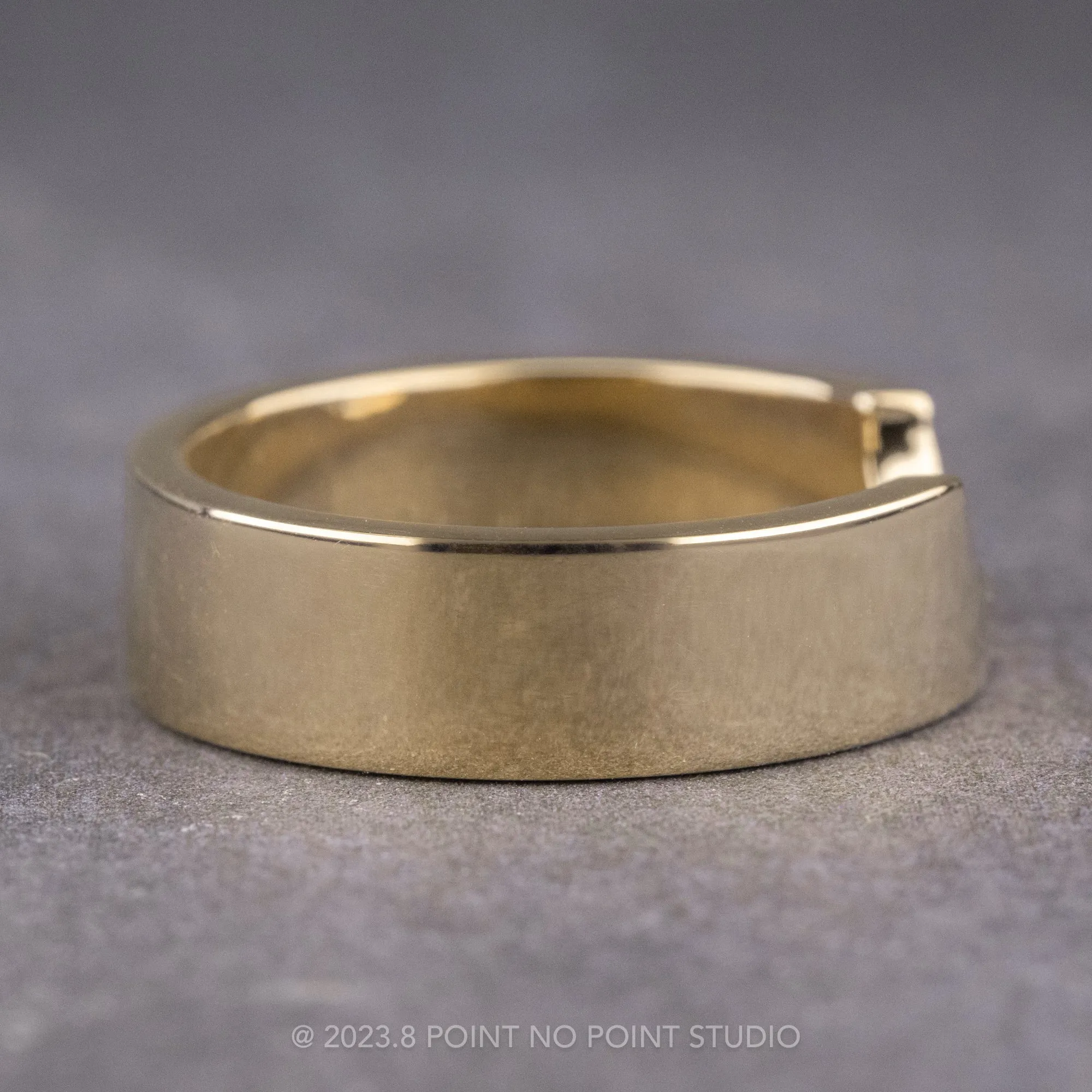 Ellipse Setting, 6mm 14k Yellow Gold Wedding Band, Polished Finish