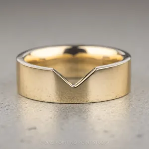 Ellipse Setting, 6mm 14k Yellow Gold Wedding Band, Polished Finish