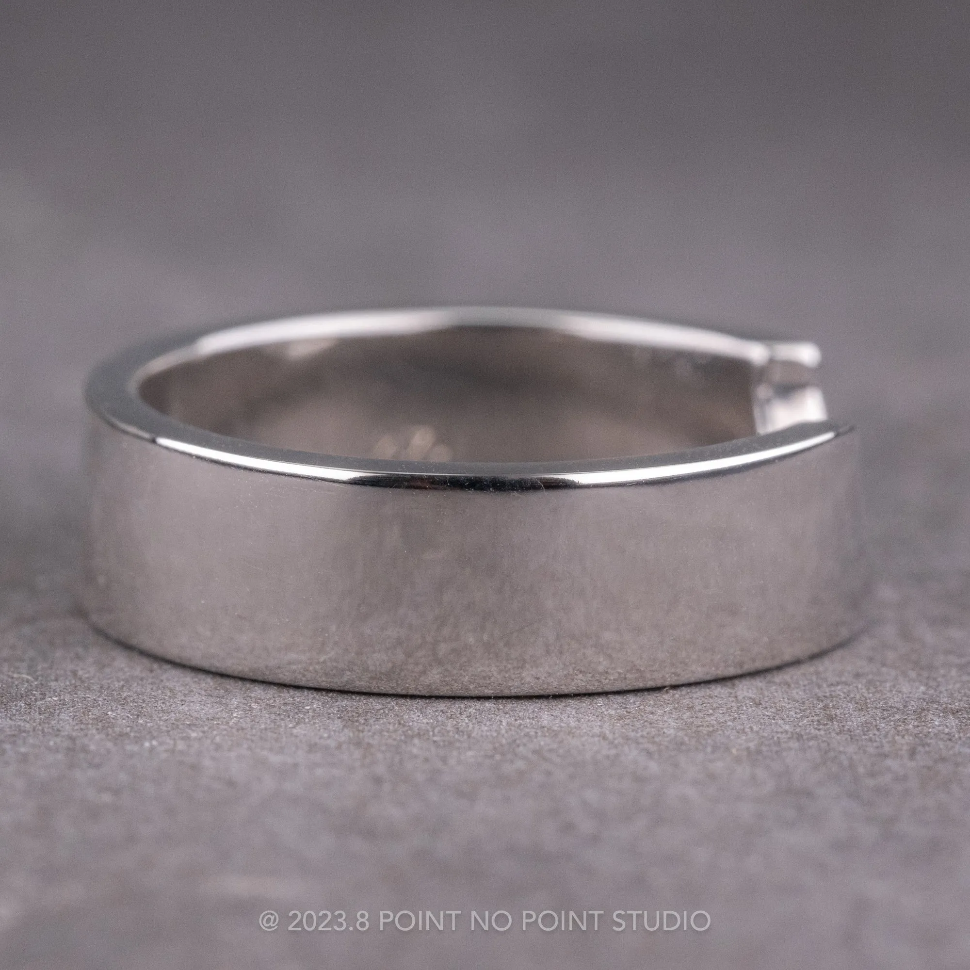 Ellipse Setting, 6mm Platinum Wedding Band, Polished Finish