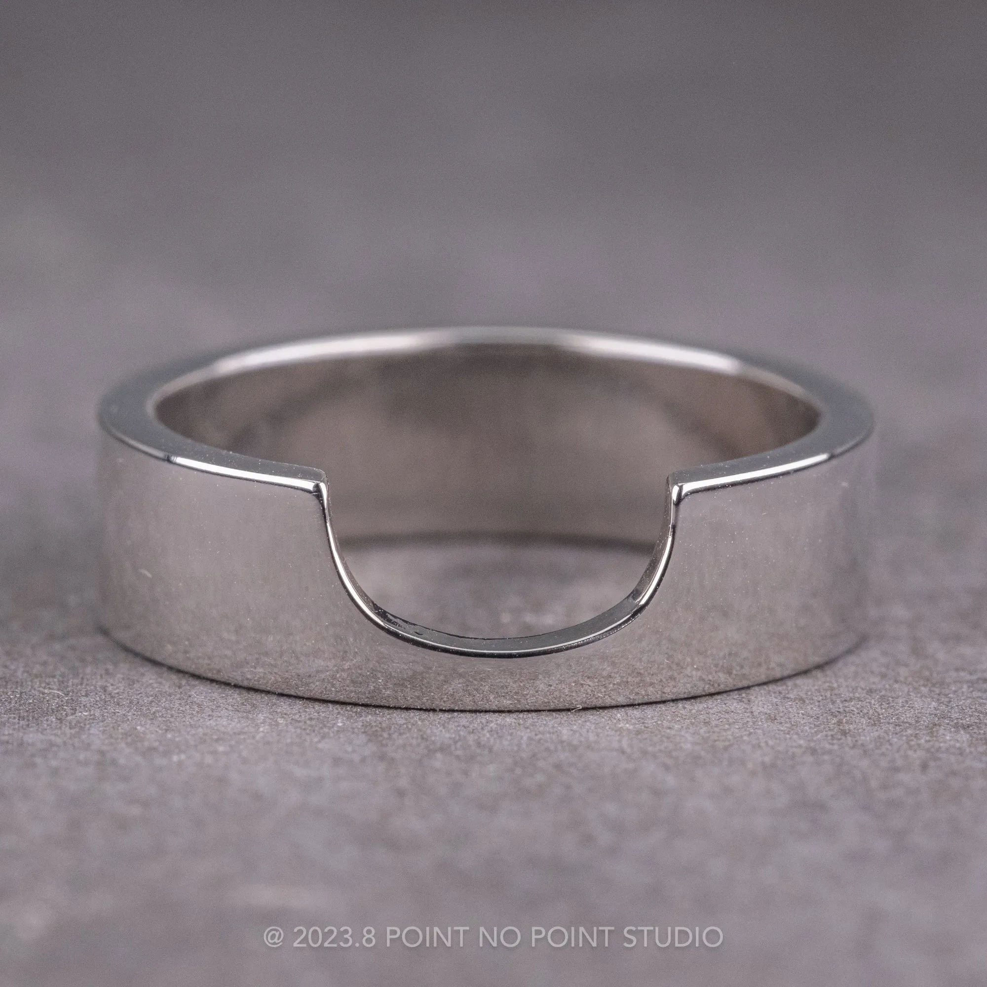 Ellipse Setting, 6mm Platinum Wedding Band, Polished Finish