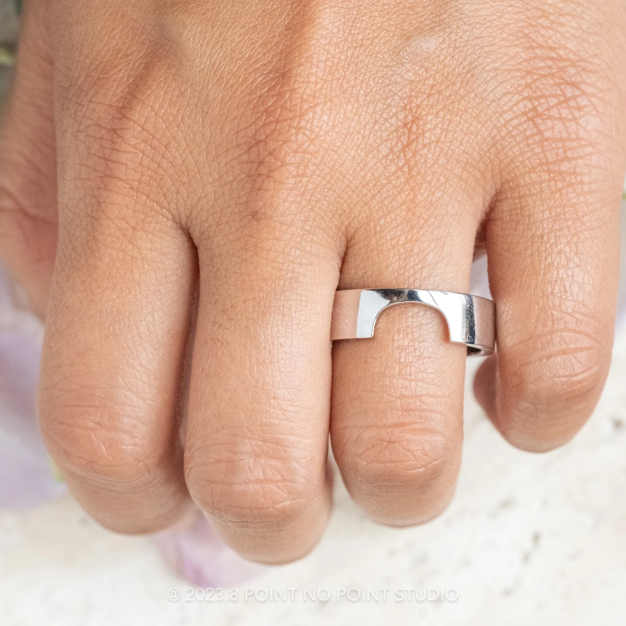 Ellipse Setting, 6mm Platinum Wedding Band, Polished Finish