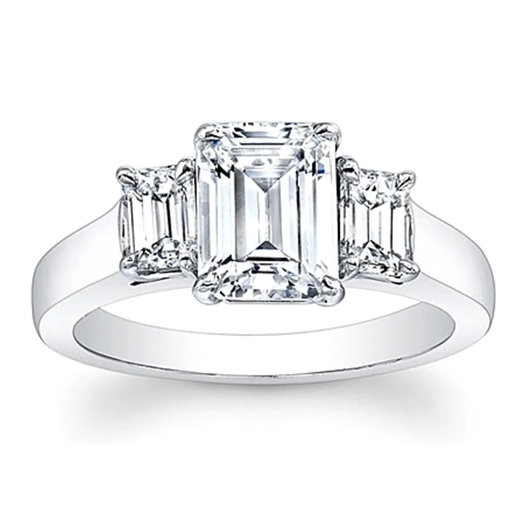 Emerald Cut 3-Stone Diamond Engagement Ring