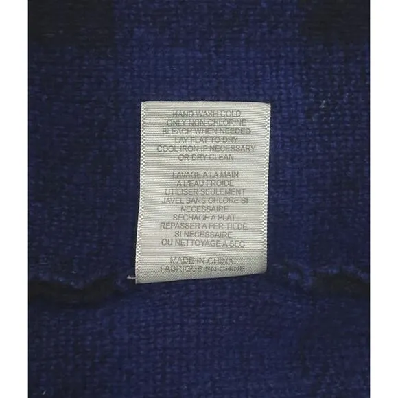 EQUIPMENT 100% Wool Sweater Check Plaid Preppy Varsity Ivy League Blue Black