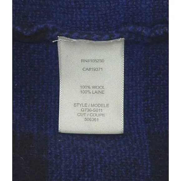 EQUIPMENT 100% Wool Sweater Check Plaid Preppy Varsity Ivy League Blue Black