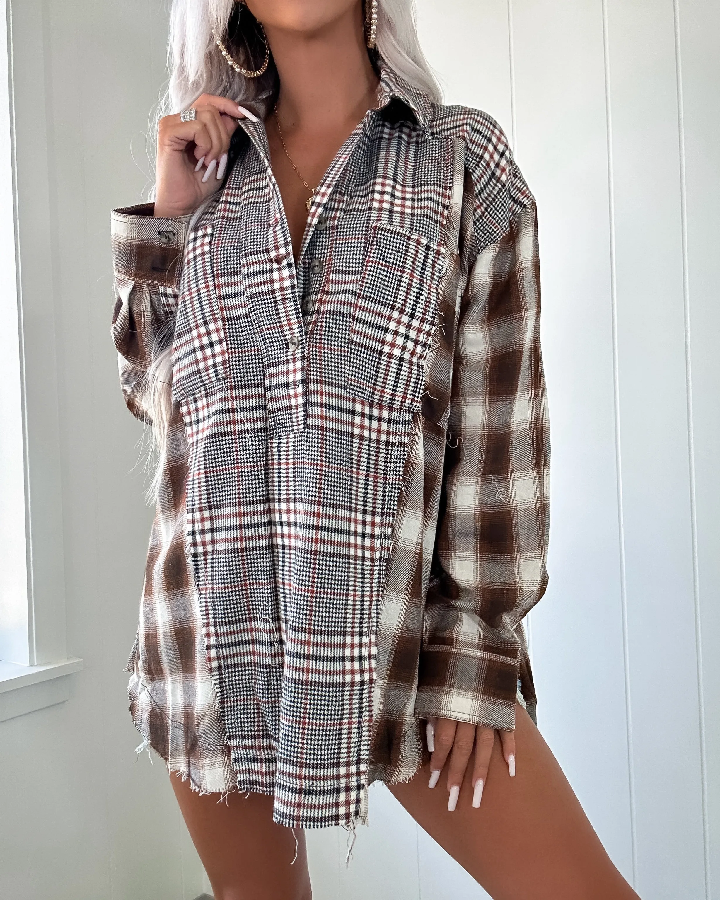 Falling For You Plaid Button Down Top - Multi