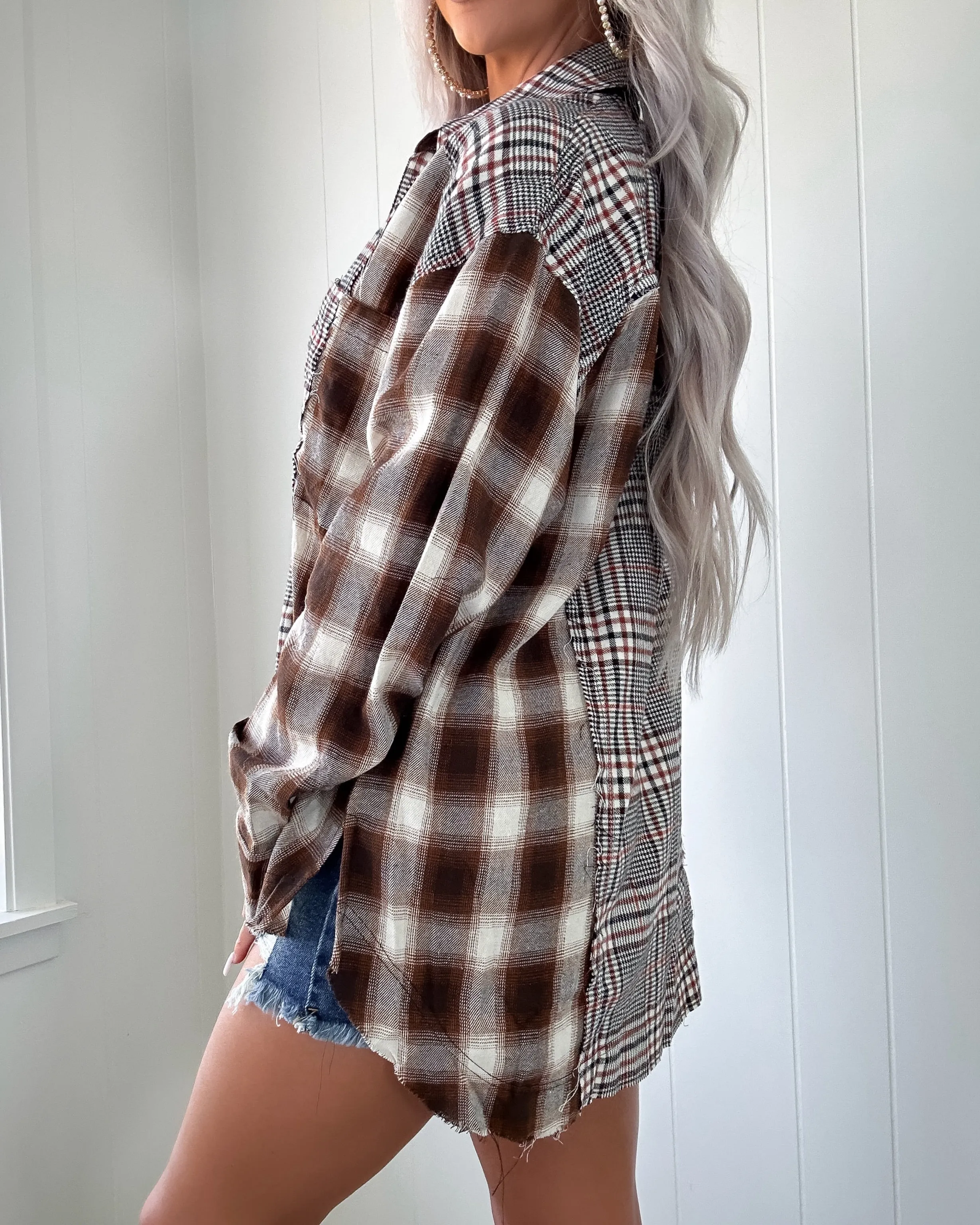 Falling For You Plaid Button Down Top - Multi