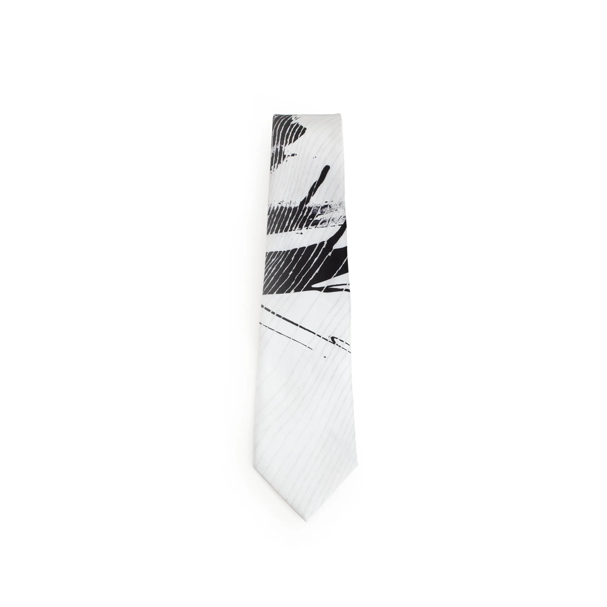 Fancy Black & White Silk Tie & Handkerchief Set