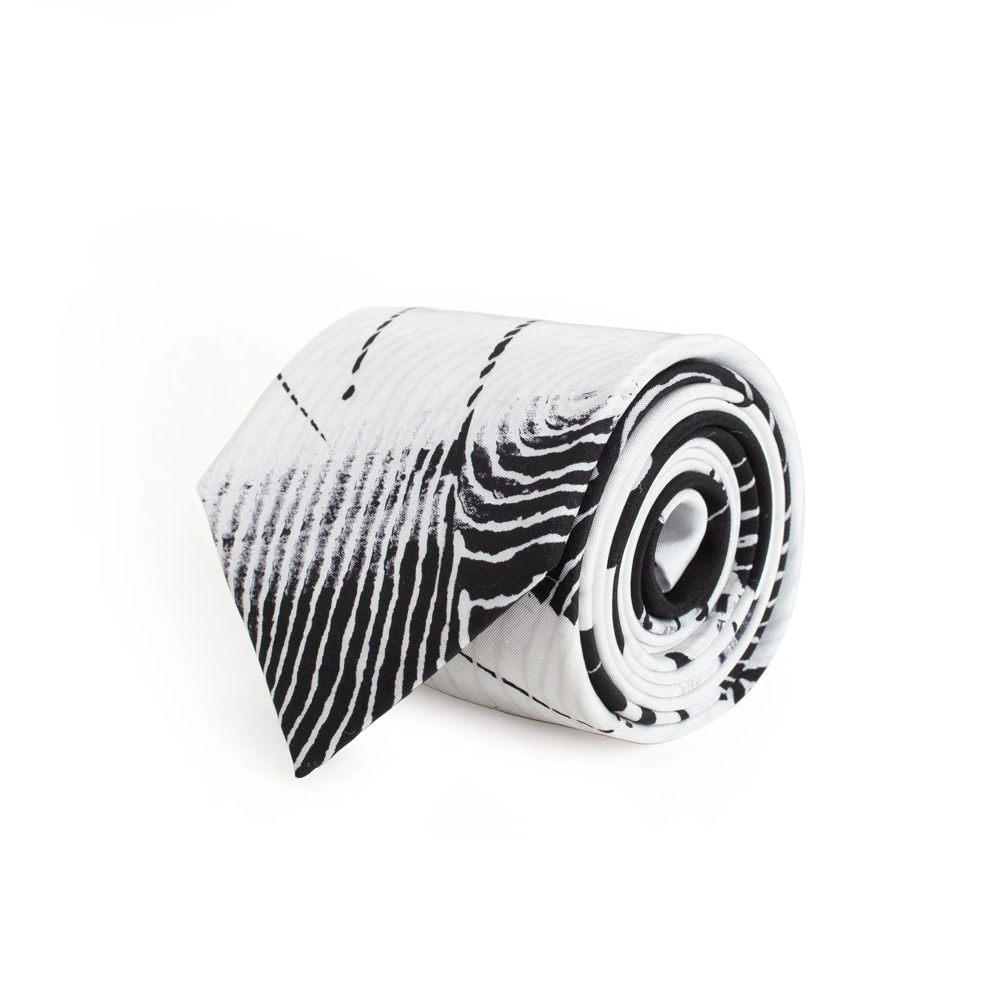 Fancy Black & White Silk Tie & Handkerchief Set