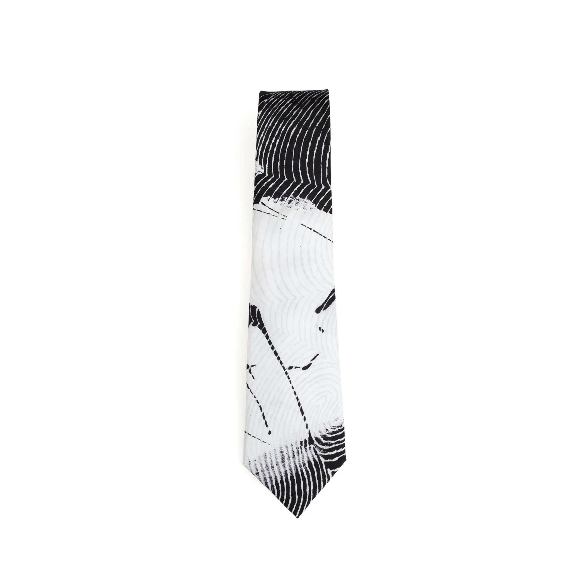 Fancy Black & White Silk Tie & Handkerchief Set