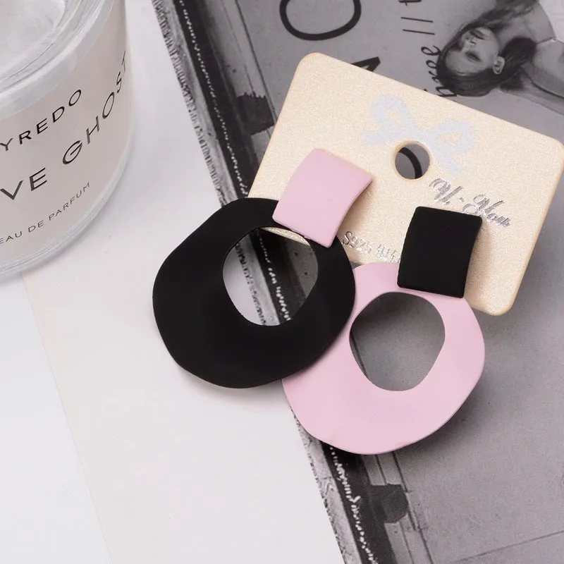 Fashion Creative Geometric Asymmetric Earrings Personality Exaggerated Disc Pendant Earrings