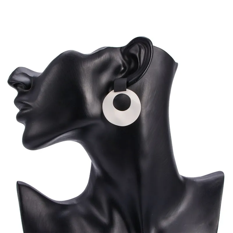 Fashion Creative Geometric Asymmetric Earrings Personality Exaggerated Disc Pendant Earrings