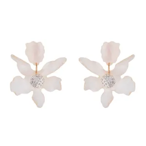 Fashion Jewelry Simple Personality New Earrings Acrylic Flower Earrings Zircon Ladies Petal Earrings