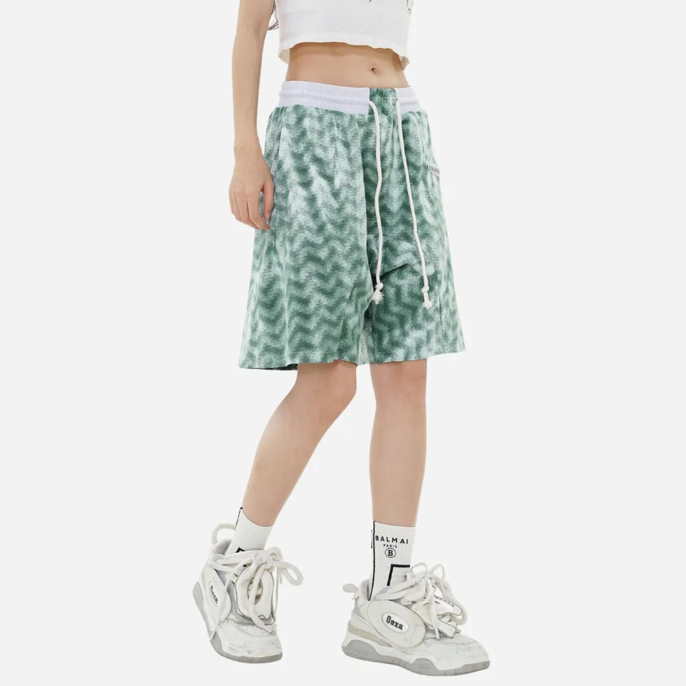 Fashionable Rhombus Corrugated Shorts