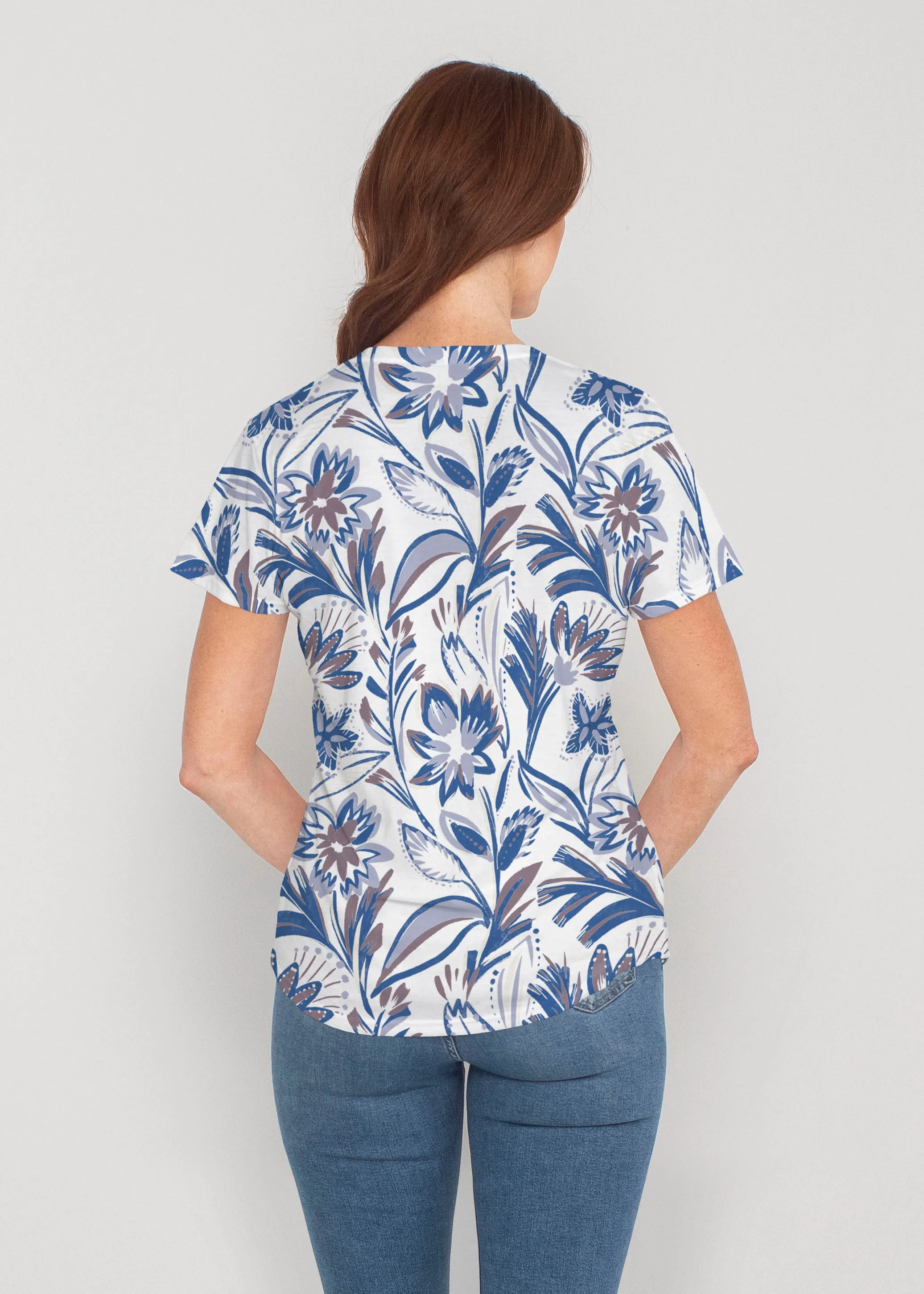 Floral Buds (8015) ~ Contoured Tri-Blend Scoop Tee