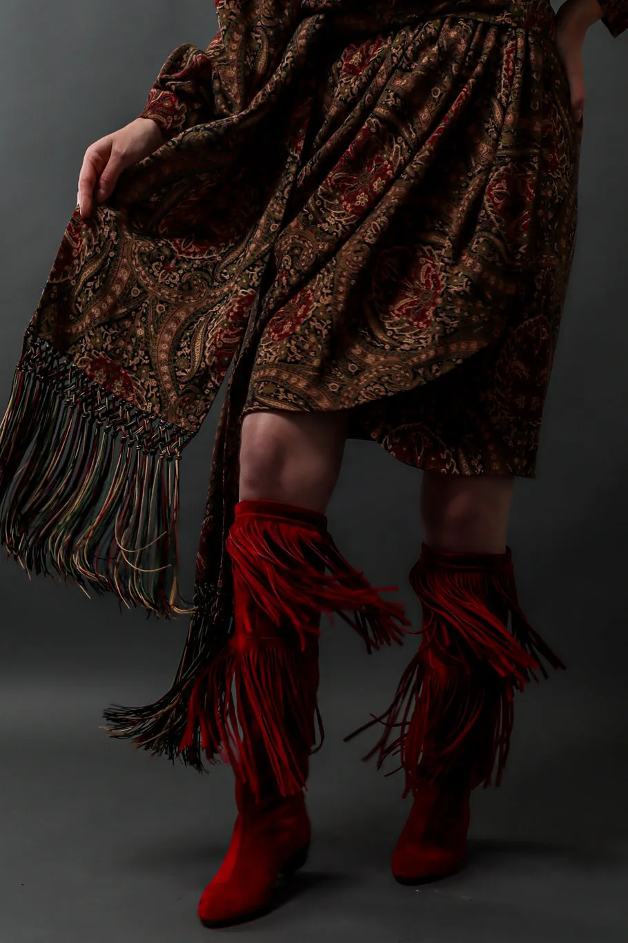 Floral Damask Top, Skirt and Scarf Set