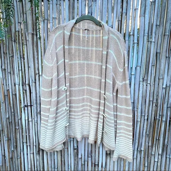 Free People oversized open front stripped cardigan