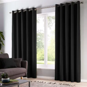 Fusion Sorbonne Eyelet Curtains  - Black